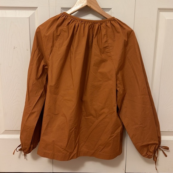 Jcrew women long sleeve shirt button up burnt orange peasant boho top size large - Picture 5 of 5